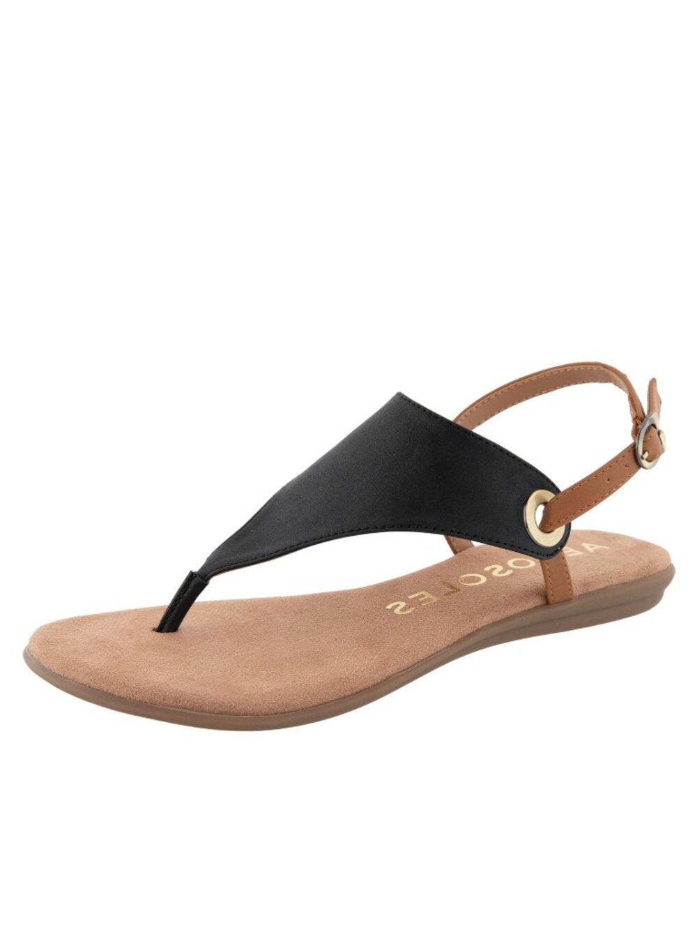 NWT Aerosoles Womens Flat Slingback Thong Sandal Black Combo 10M